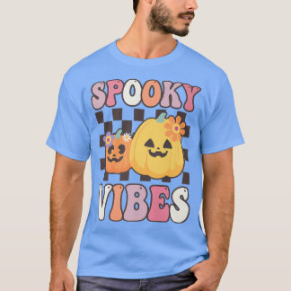 Groovy Spooky Vibes Vintage Pumpkin Hippie Hallowe Tシャツ