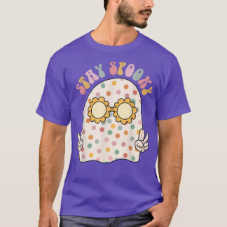 Groovy Stay Spooky Cute Ghost Floral Glasses Funny Tシャツ