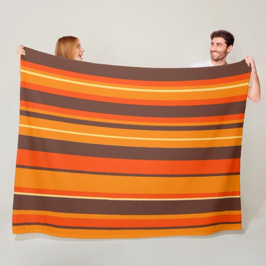 Groovy Striped Vintage Retro Stripes フリースブランケット (インサイチュ)