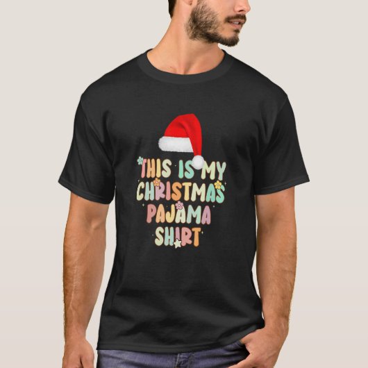 Groovy Style Santa Hat Pajama Christmas Merry Chri Tシャツ (正面)