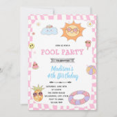 Groovy summer pool party invitation 招待状 (正面)