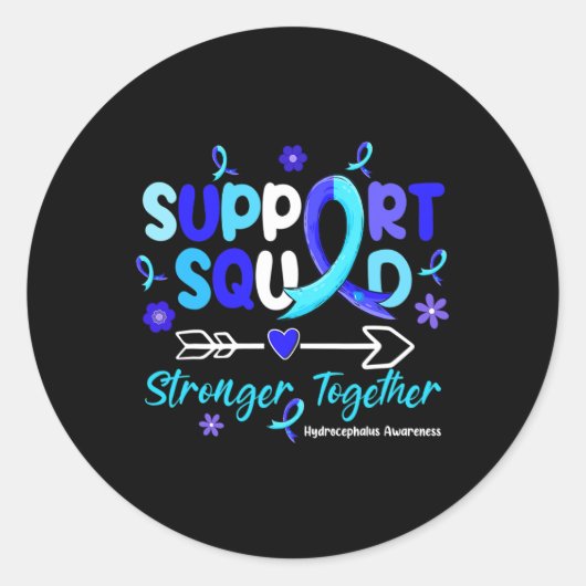 Groovy Support Squad Blue Ribbon Hydrocephalus Awa ラウンドシール (正面)