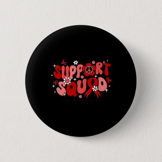 Groovy Support Squad Brain Aneurysm認識度ギフト 缶バッジ (正面)