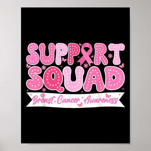 Groovy Support Squad Breast Cancer Awareness Pink  ポスター (正面)