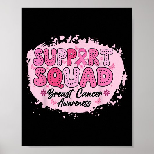 Groovy Support Squad Breast Cancer Awareness Pink ポスター (正面)