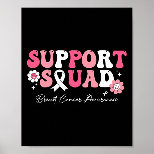 Groovy Support Squad Breast Cancer Awareness White ポスター (正面)