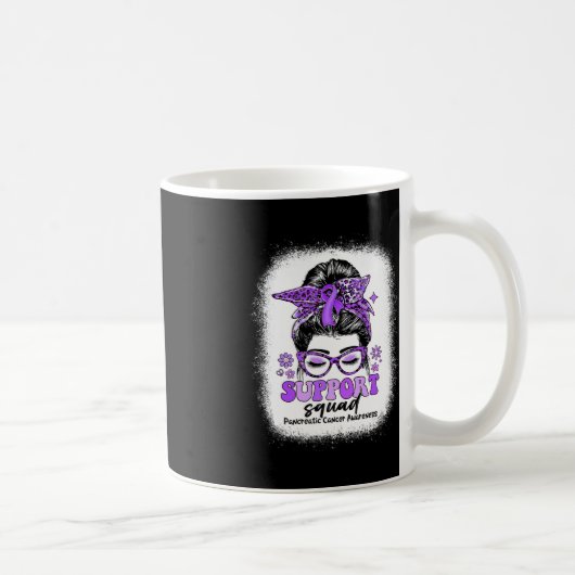 Groovy Support Squad Messy Bun膵臓がん コーヒーマグカップ (右)