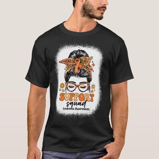 Groovy Support Squad Messy Bun Leukemia認識度 Tシャツ (正面)