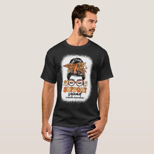 Groovy Support Squad Messy Bun Leukemia認識度 Tシャツ (正面フル)