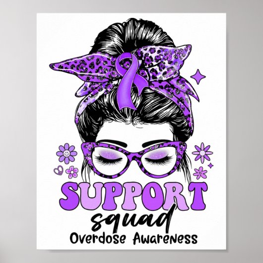 Groovy Support Squad Messy Bun Women Overdose Awar ポスター (正面)