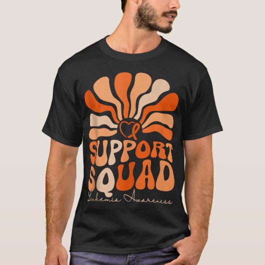 Groovy Support Squad Orange Ribbon Leukemia Cancer Tシャツ (正面)