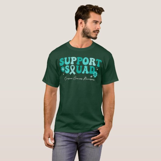 Groovy Support Squad Ovarian Cancer Awareness Whit Tシャツ (正面フル)