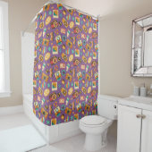 Groovy Swirl Curtain Retro Pastel Shower Style シャワーカーテン (インサイチュ)