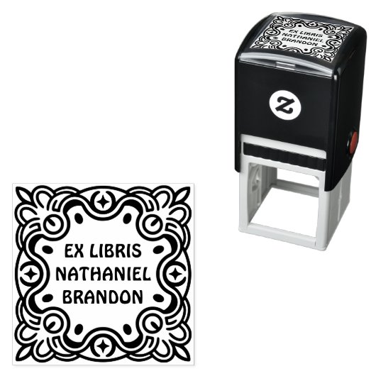 Groovy Swirls Ex Libris Self-Inkingブックスタンプ セルフインキングスタンプ (インサイチュ)