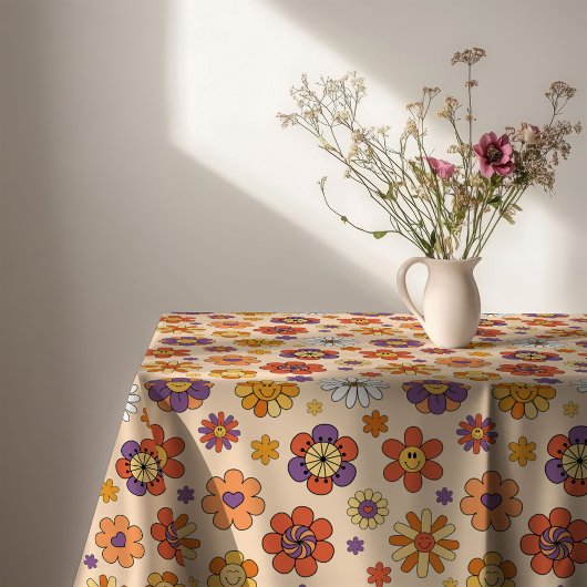 Groovy Tablecloth 70s Pastel Colorful Dining Vibe テーブルクロス