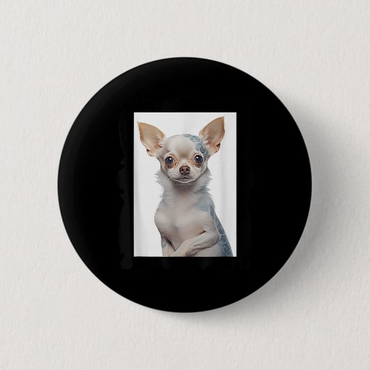 Groovy Tattoos Dog DaとステームパンクChihuahua犬 缶バッジ (正面)