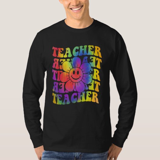 Groovy Teacher Cute Daisy Tie Dye Happy Back To Sc Tシャツ (正面)