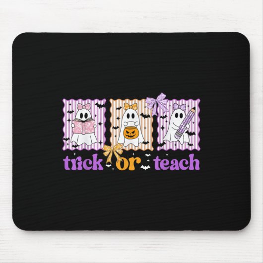 Groovy Teacher Halloween Trick Or Teach Ghost Men  マウスパッド (正面)