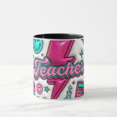 Groovy Teacher Retro Pink & Teal 11oz Combo Mug マグカップ (中央)