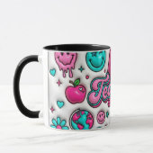 Groovy Teacher Retro Pink & Teal 11oz Combo Mug マグカップ (左)