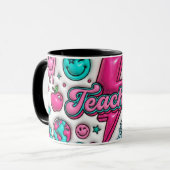 Groovy Teacher Retro Pink & Teal 11oz Combo Mug マグカップ (正面左)