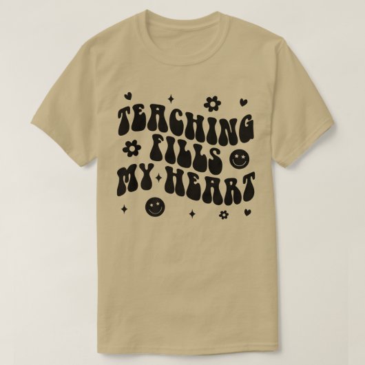 Groovy Teaching Fills My Heart Teacher Life Back T Tシャツ (デザイン正面)