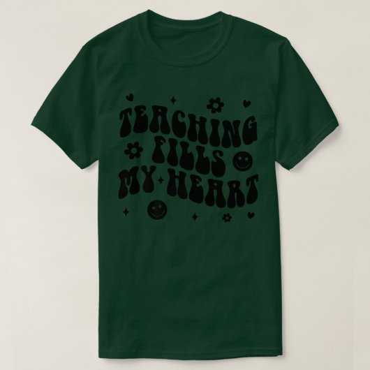 Groovy Teaching Fills My Heart Teacher Life Back T Tシャツ (デザイン正面)
