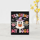 Groovy Teaching My Boos Teacher Ghost Halloween Te カード (黄色い花)