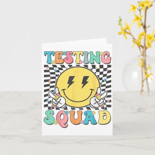 Groovy Test Day Testing Squad Motivation Teacher S カード (黄色い花)