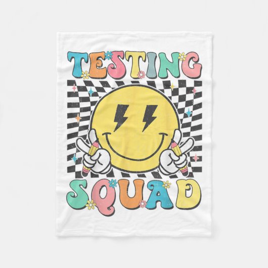 Groovy Test Day Testing Squad Motivation Teacher S フリースブランケット (正面)