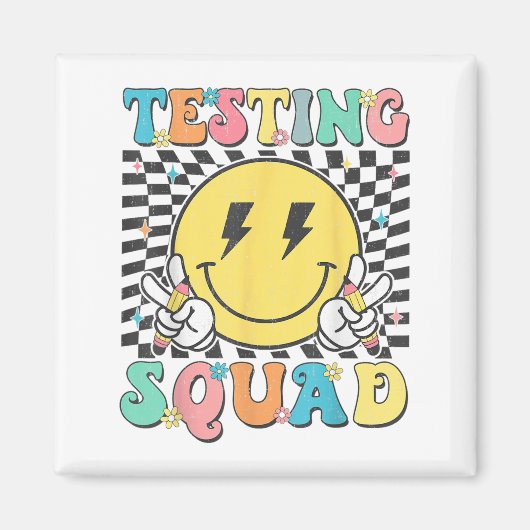 Groovy Test Day Testing Squad Motivation Teacher S マグネット (正面)