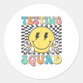 Groovy Test Day Testing Squad Motivation Teacher S ラウンドシール (正面)