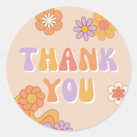 Groovy Thankステッカー | Groovyメッセージカード ラウンドシール (正面)