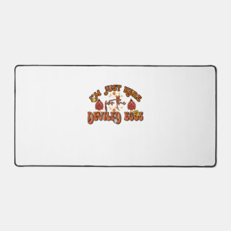 Groovy Thanksgiのデベイル卵のためにここにいる デスクマット