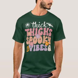 Groovy Thick Thighs Spooky Vibes Cute Ghost Hippie Tシャツ