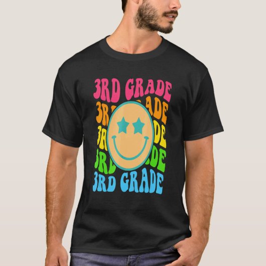 Groovy Third Grade Vibes Face Retro Teachers Back Tシャツ (正面)