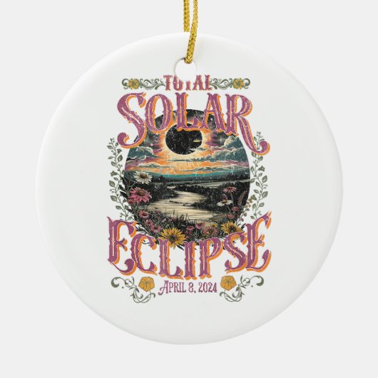 Groovy Total 太陽の Eclipse 2024年4月8日天文学 セラミックオーナメント (正面)