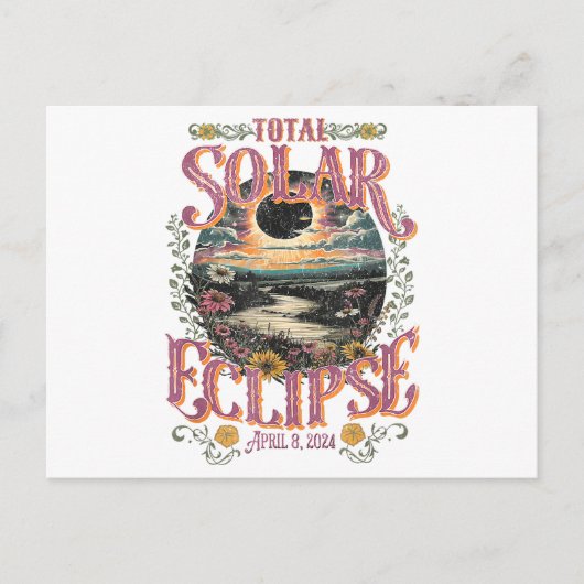 Groovy Total 太陽の Eclipse 2024年4月8日天文学 ポストカード (正面)