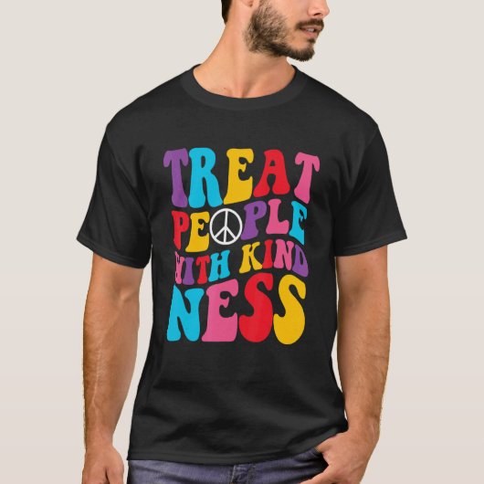 Groovy Treat People With Kindness Retro TPWK Trend Tシャツ (正面)