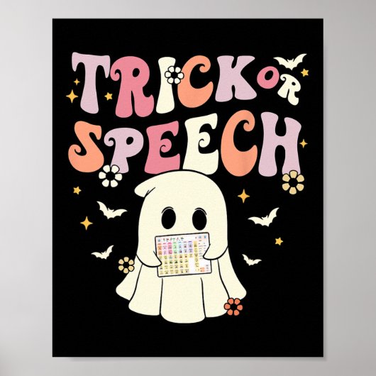 Groovy Trick Or Speech Slp Aac Ghost Halloween Cos ポスター (正面)
