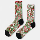 Groovy Trippy Boho Retro Festive Christmas Camo  S ソックス (左)