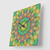 Groovy Tropicトバルグリーンパープルウォールクロック スクエア壁時計 (傾斜)