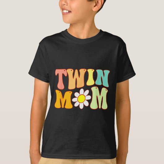 Groovy Twin Mama Funny Mother's Day For New Mom Of Tシャツ (正面)