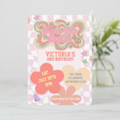 Groovy Two-tti Cutie, Retro Pinks 2nd Birthday 招待状 (スタンド正面)