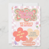 Groovy Two-tti Cutie, Retro Pinks 2nd Birthday 招待状 (正面)