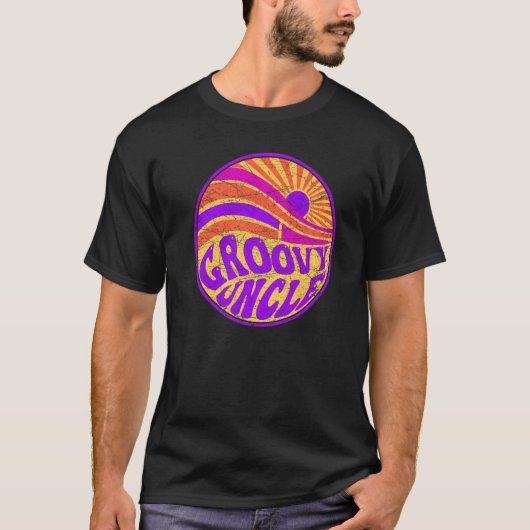 Groovy Uncle 70s Aesthetic Nostalgia 1970's Retro  Tシャツ (正面)