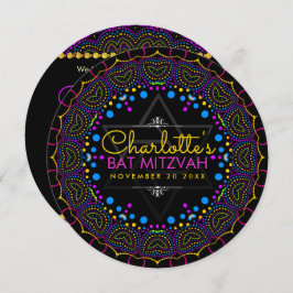 Groovy UVボヘミアンバルミツワーラウンド招待状 招待状