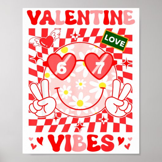 Groovy Valentine Vibes Happy Valentine's Day Girl  ポスター (正面)