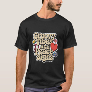 Groovy VibesとPeaceのサイン Tシャツ