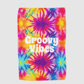 Groovy Vibes絞り染めのカスタマイズ ゴルフタオル (正面)
